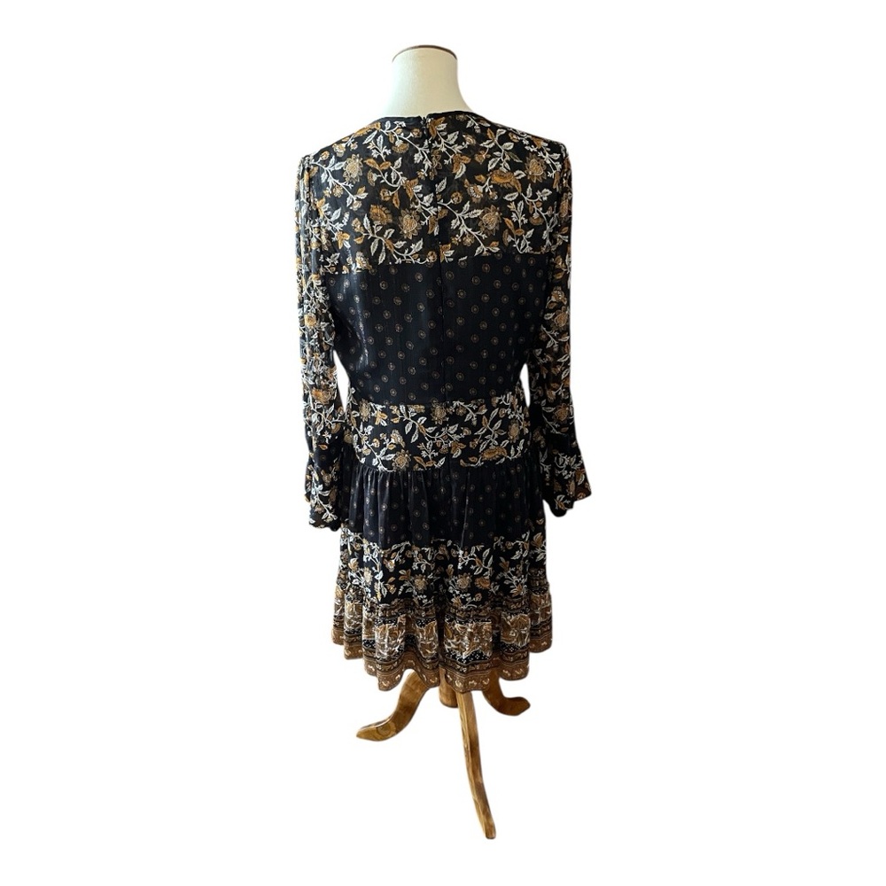 #274, Michael Kors Black Tiered Bishop Sleeve Dress, size L - Picture 2 of 4